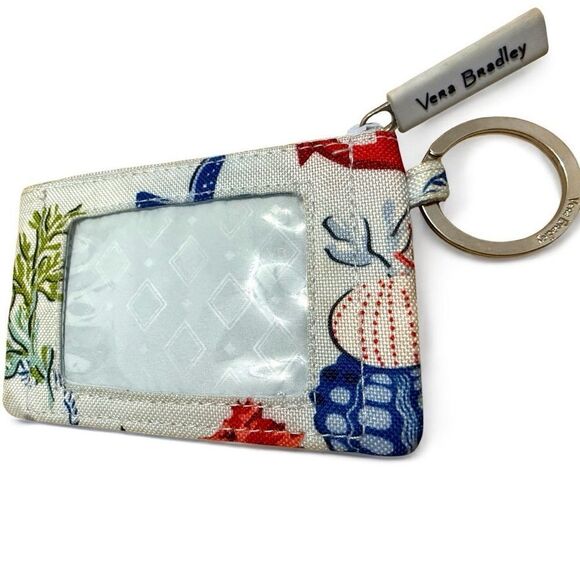 Vera Bradley Sea Life ID Coin Purse Wallet Keychain – Beachy Ocean Print - Picture 3 of 17